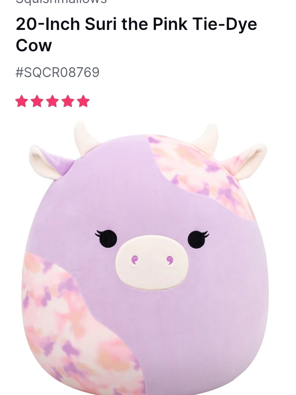 Squishmallows Suri Pastel Tie-Dye Purple & Pink Plush Tag